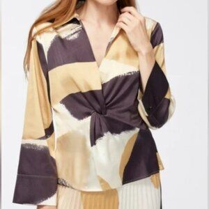 Black Label Abstract Blouse - Black, Cream, Tan